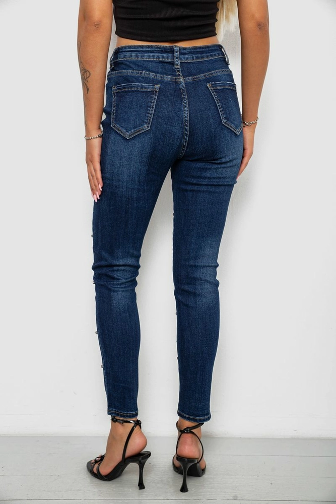 Купить Джинсы женские однотонные Skinny, цвет синий, 244RLY857 - Фото №4