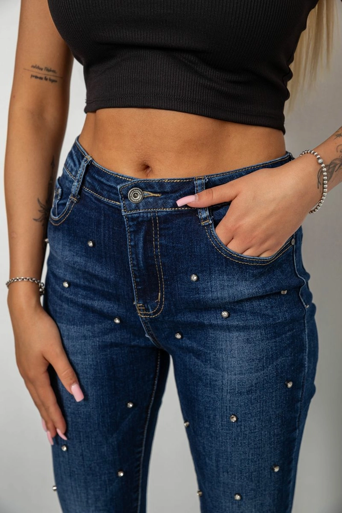Купить Джинсы женские однотонные Skinny, цвет синий, 244RLY857 - Фото №5