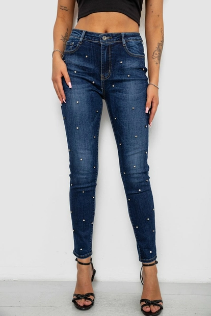 Джинсы женские однотонные Skinny, цвет синий, 244RLY857