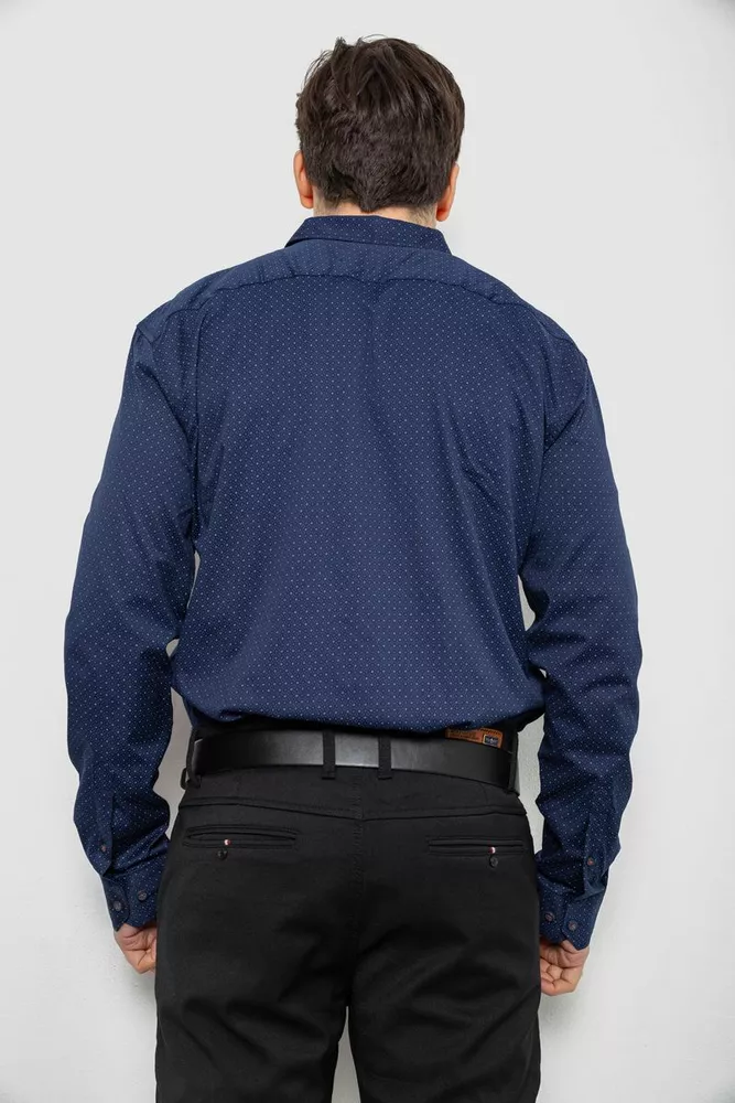 Купить Рубашка мужская однотонная с принтом, цвет синий, 186R2114 - Фото №4