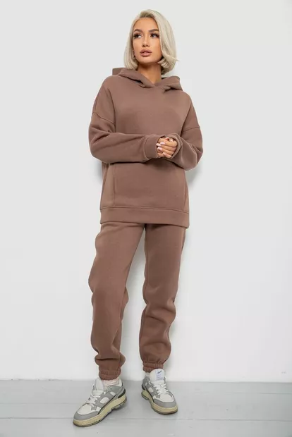 Спортивный костюм женский на флисе, цвет мокко, 247R2012