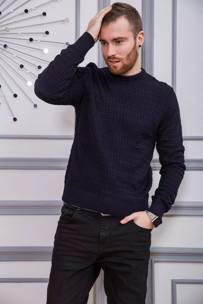 Купить Свитер мужской, цвет темно-синий, 161R740 - Фото №1
