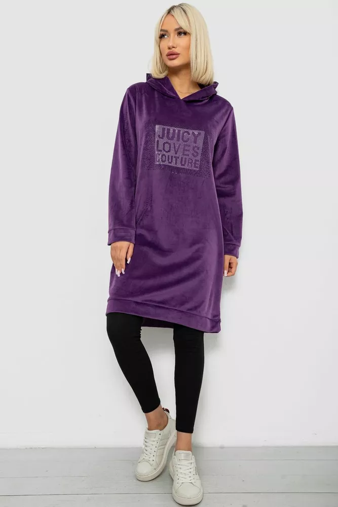 Купить Туника женская однотонная велюровая, цвет фиолетовый, 257R338 - Фото №2