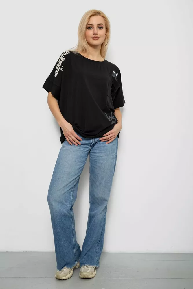 Купить Футболка женская с принтом, цвет черный, 244R4021 - Фото №2