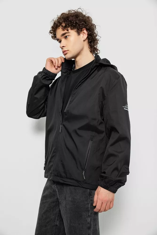 Купити Вітровка чоловіча з принтом  -уцінка, колір чорний, 214R601-1-U-3 оптом - Фото №4