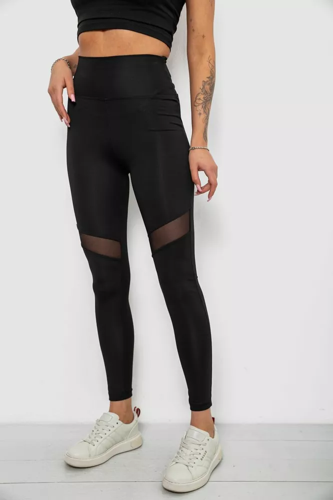 Купити Лосини жіночі однотонні, колір чорний, 214R003L оптом - Фото №3