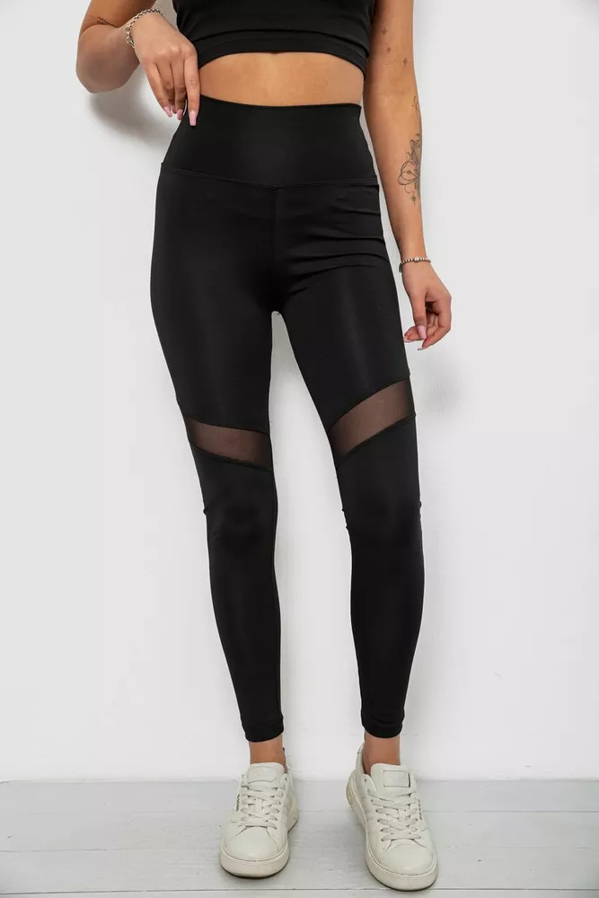 Купити Лосини жіночі однотонні, колір чорний, 214R003L оптом - Фото №1