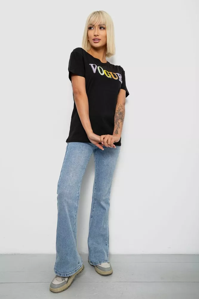 Купить Футболка женская с принтом, цвет черный, 244R4022 - Фото №2