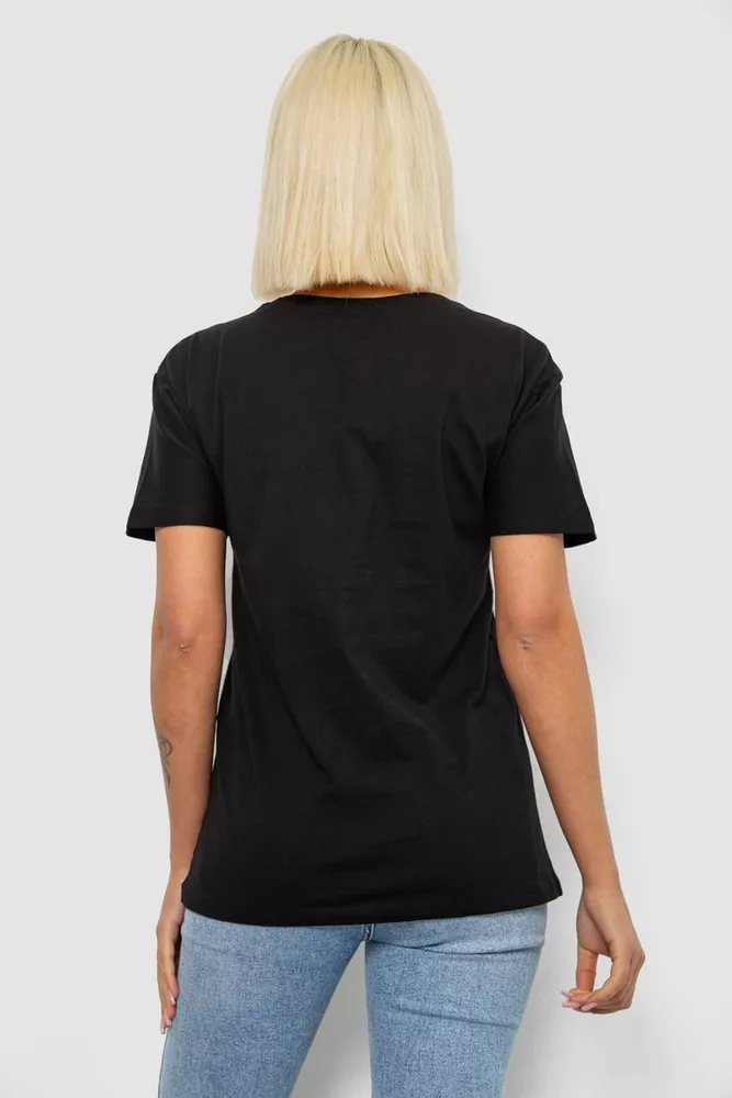 Купить Футболка женская с принтом, цвет черный, 244R4022 - Фото №4