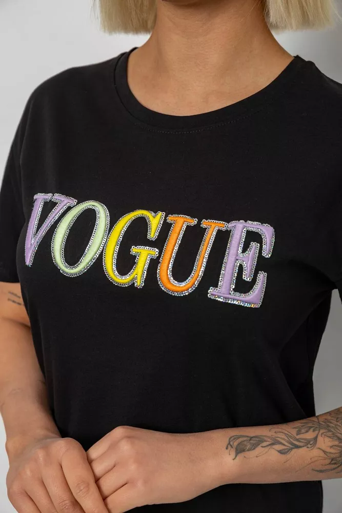 Купить Футболка женская с принтом, цвет черный, 244R4022 - Фото №5