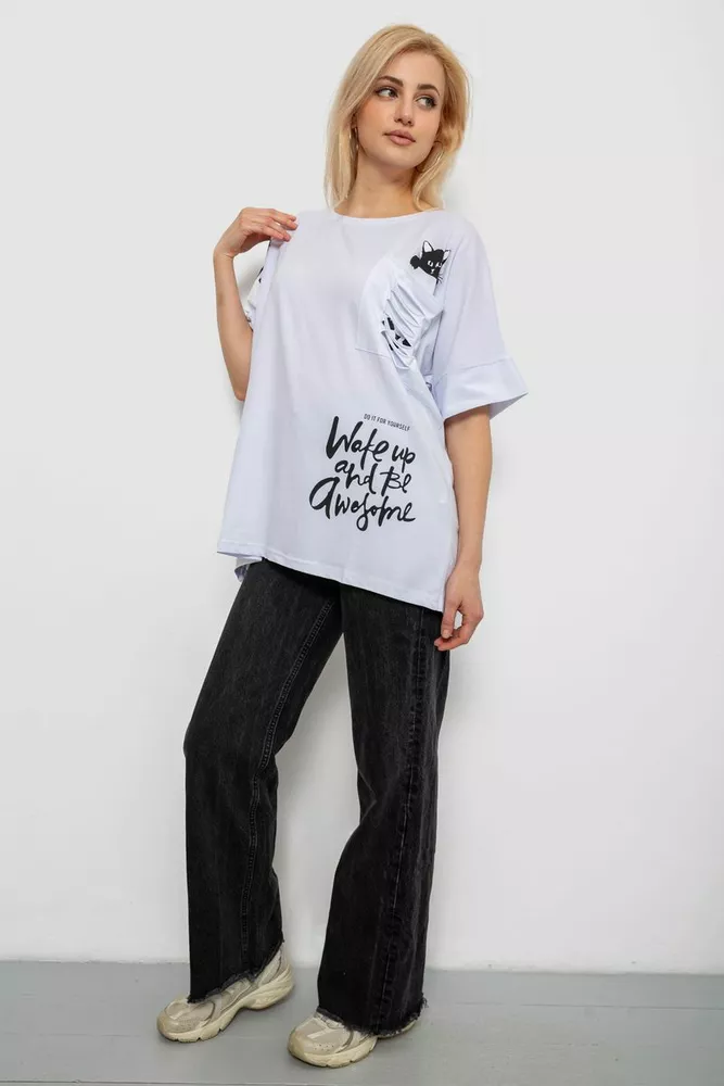 Купити Футболка жіноча з принтом, колір білий, 244R4021 - Фото №2