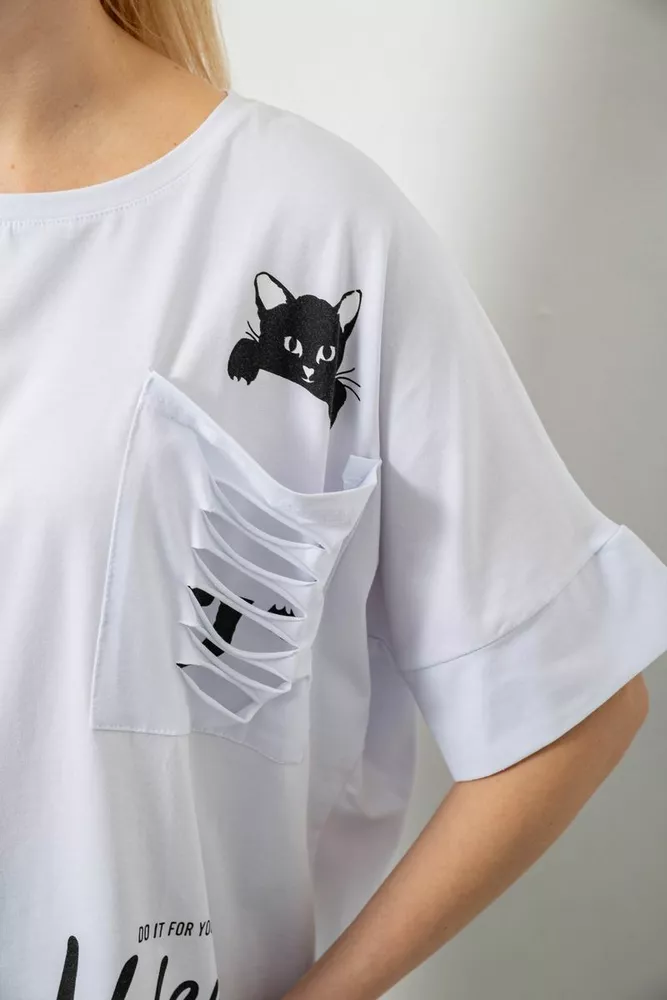 Купити Футболка жіноча з принтом, колір білий, 244R4021 - Фото №5