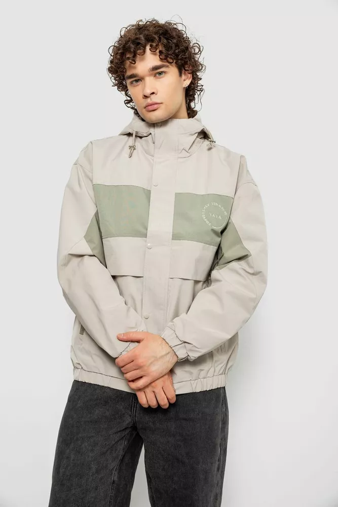 Купити Вітровка чоловіча з принтом  -уцінка, колір бежевий, 214R603-1-U-10 - Фото №1