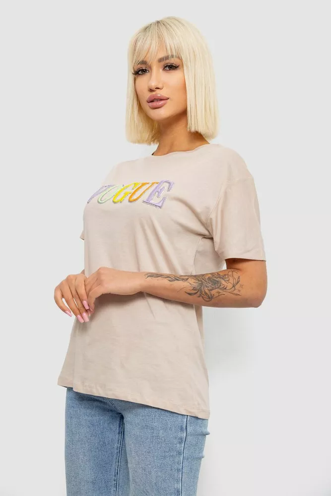 Купить Футболка женская с принтом, цвет бежевый, 244R4022 - Фото №3