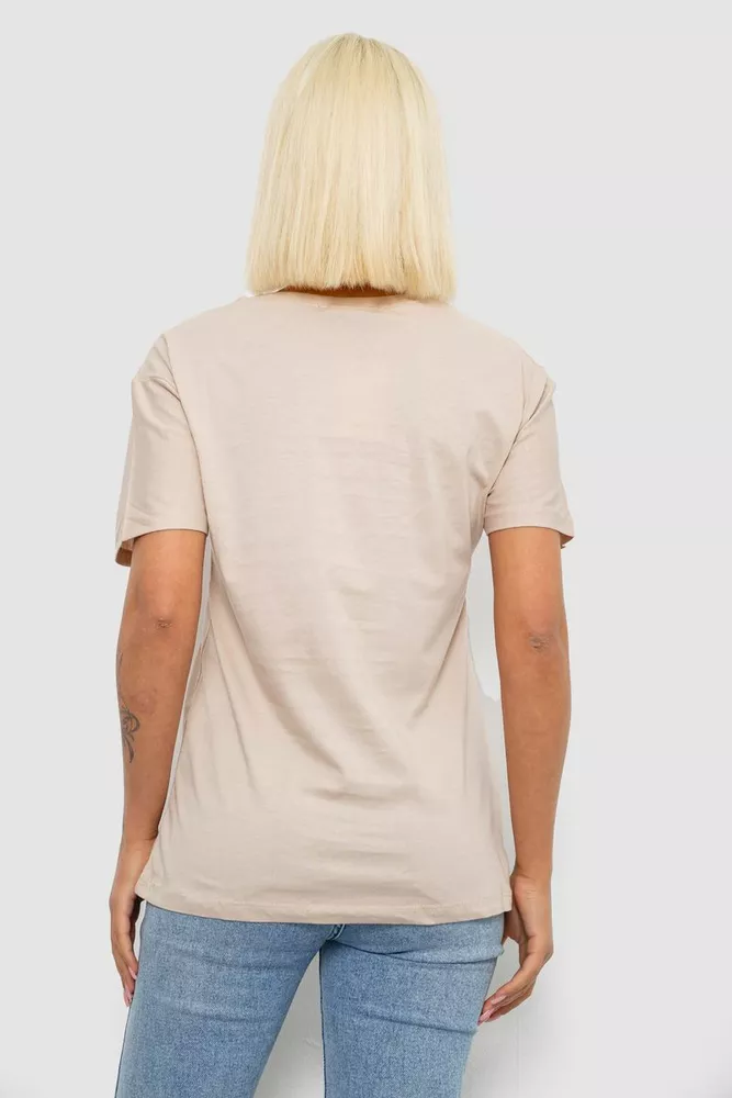 Купить Футболка женская с принтом, цвет бежевый, 244R4022 - Фото №4