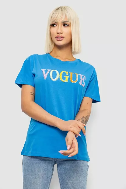 Футболка женская с принтом, цвет голубой, 244R4022