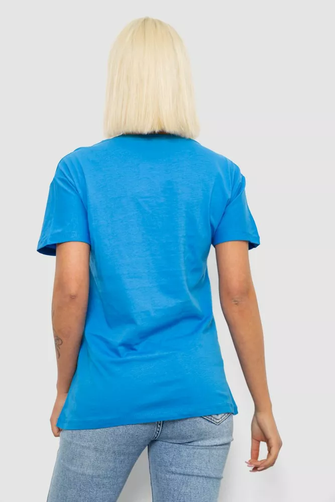 Купить Футболка женская с принтом, цвет голубой, 244R4022 - Фото №4