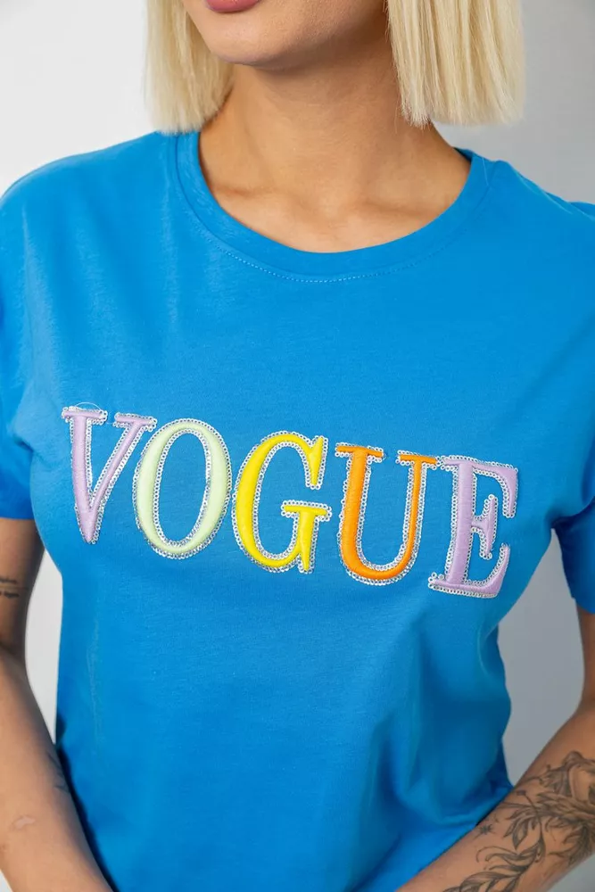 Купить Футболка женская с принтом, цвет голубой, 244R4022 - Фото №5