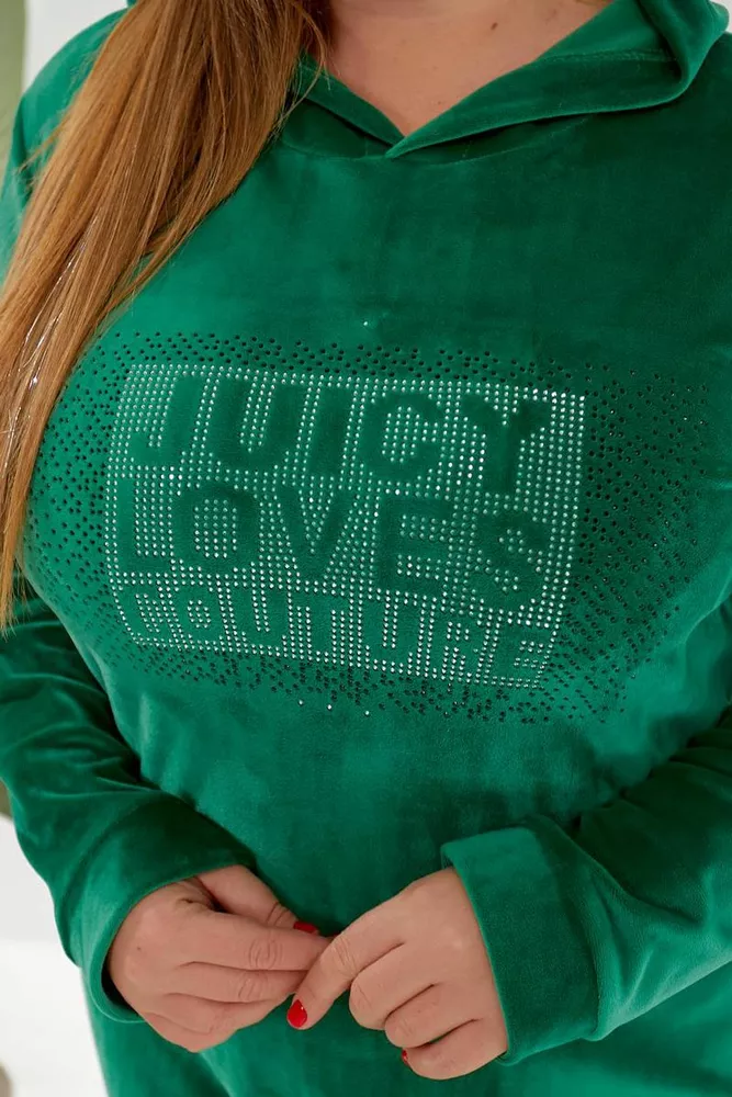 Купити Туніка жіноча однотонна велюрова, колір зелений, 257R338 - Фото №5