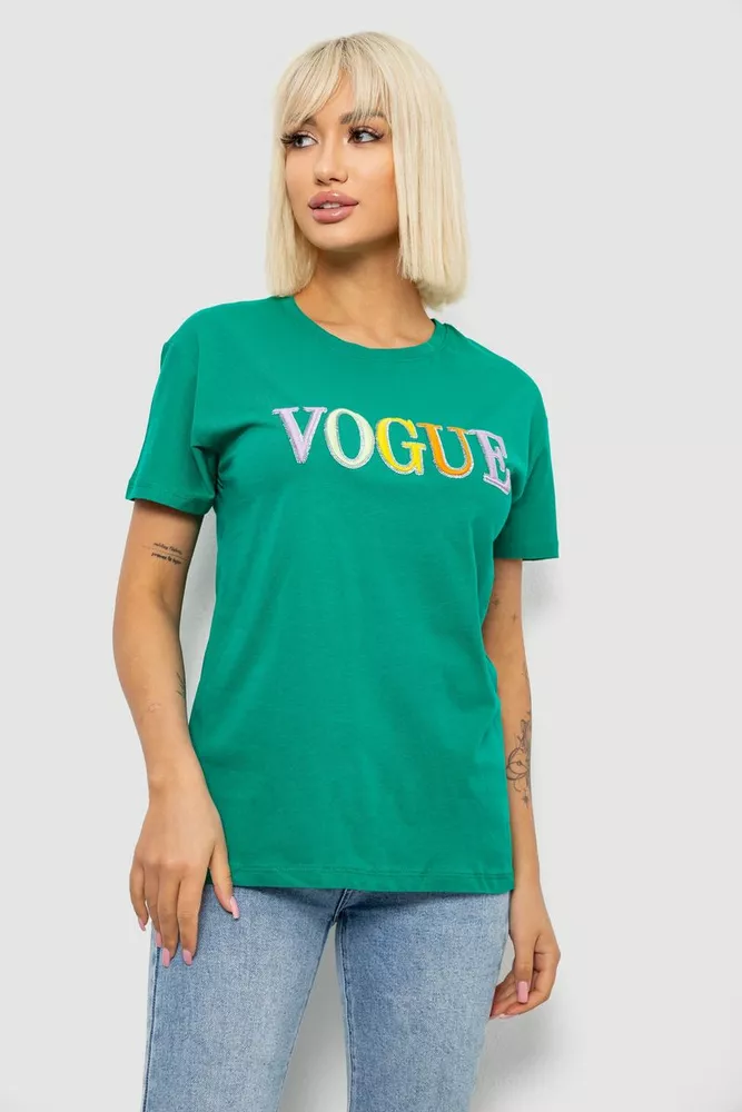 Купить Футболка женская с принтом, цвет зеленый, 244R4022 - Фото №1