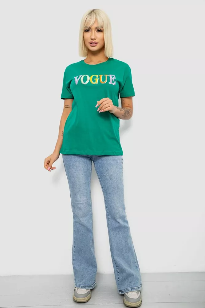 Купить Футболка женская с принтом, цвет зеленый, 244R4022 - Фото №2