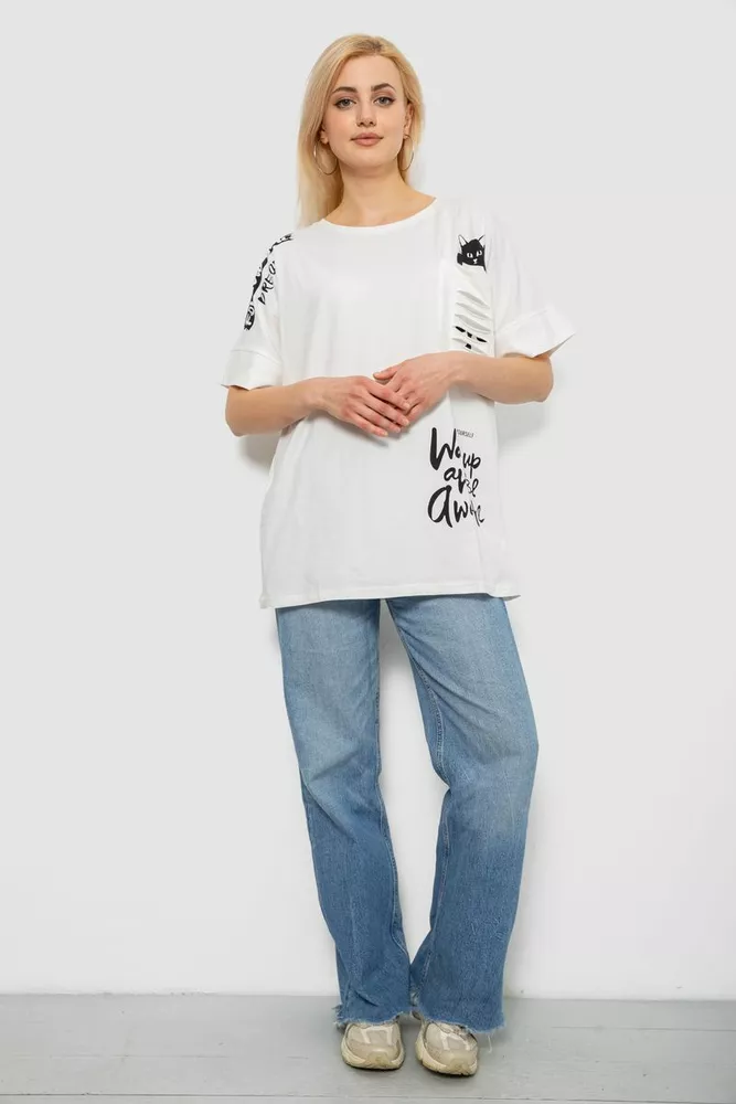 Купить Футболка женская с принтом, цвет молочный, 244R4021 - Фото №2