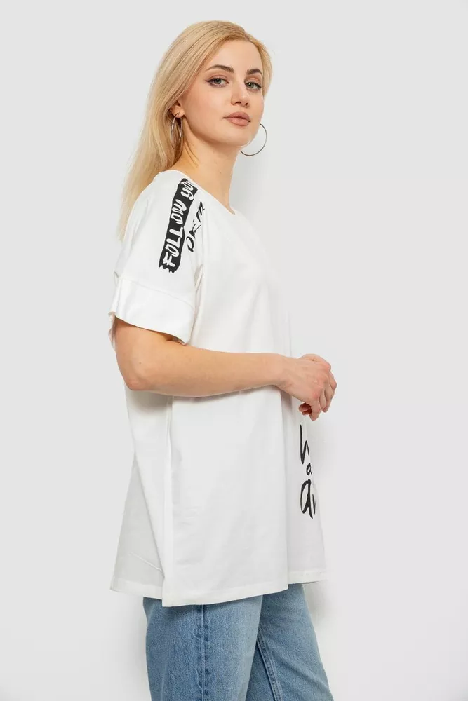 Купить Футболка женская с принтом, цвет молочный, 244R4021 - Фото №3