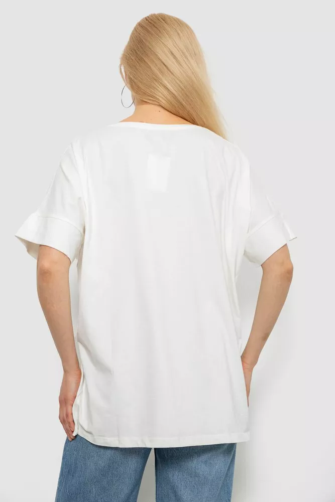 Купить Футболка женская с принтом, цвет молочный, 244R4021 - Фото №4