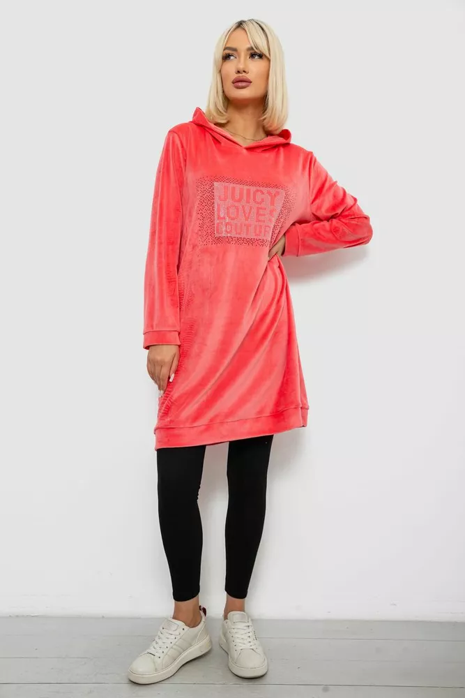 Купить Туника женская однотонная велюровая, цвет розовый, 257R338 - Фото №2