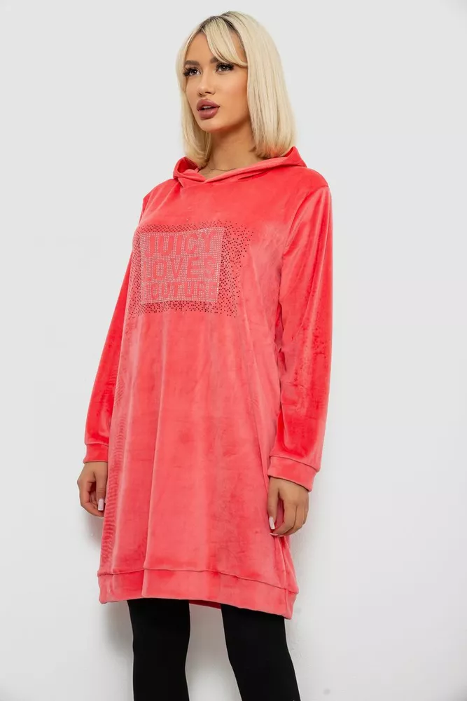 Купить Туника женская однотонная велюровая, цвет розовый, 257R338 - Фото №3