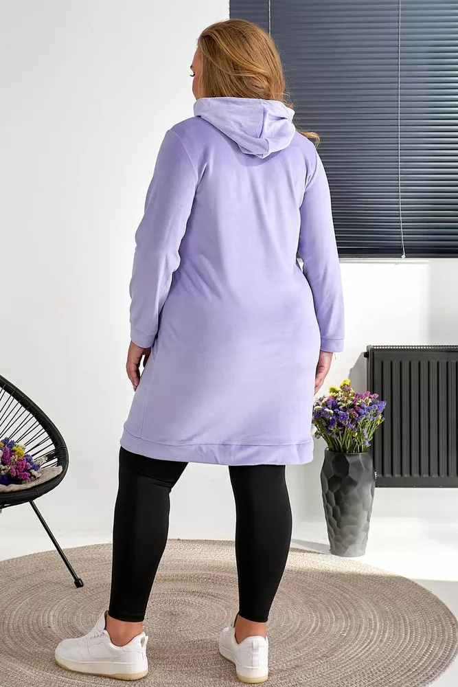 Купити Туніка жіноча однотонна велюрова, колір бузковий, 257R338 - Фото №5