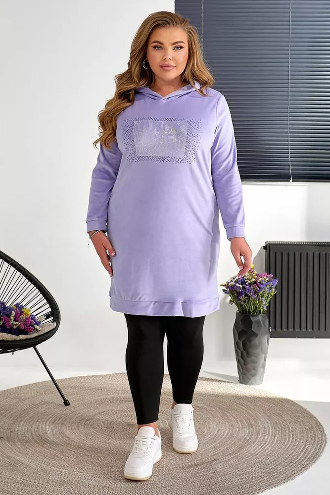 Купити Туніка жіноча однотонна велюрова, колір бузковий, 257R338 - Фото №2