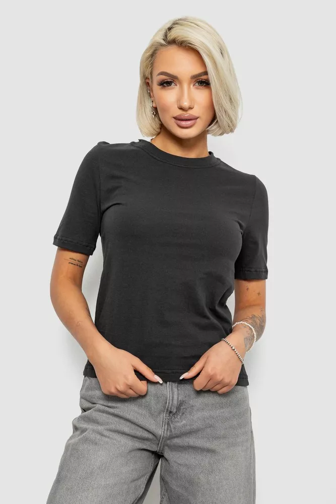 Купити Футболка жіноча однотонна, колір грифельний, 241R1800 - Фото №1