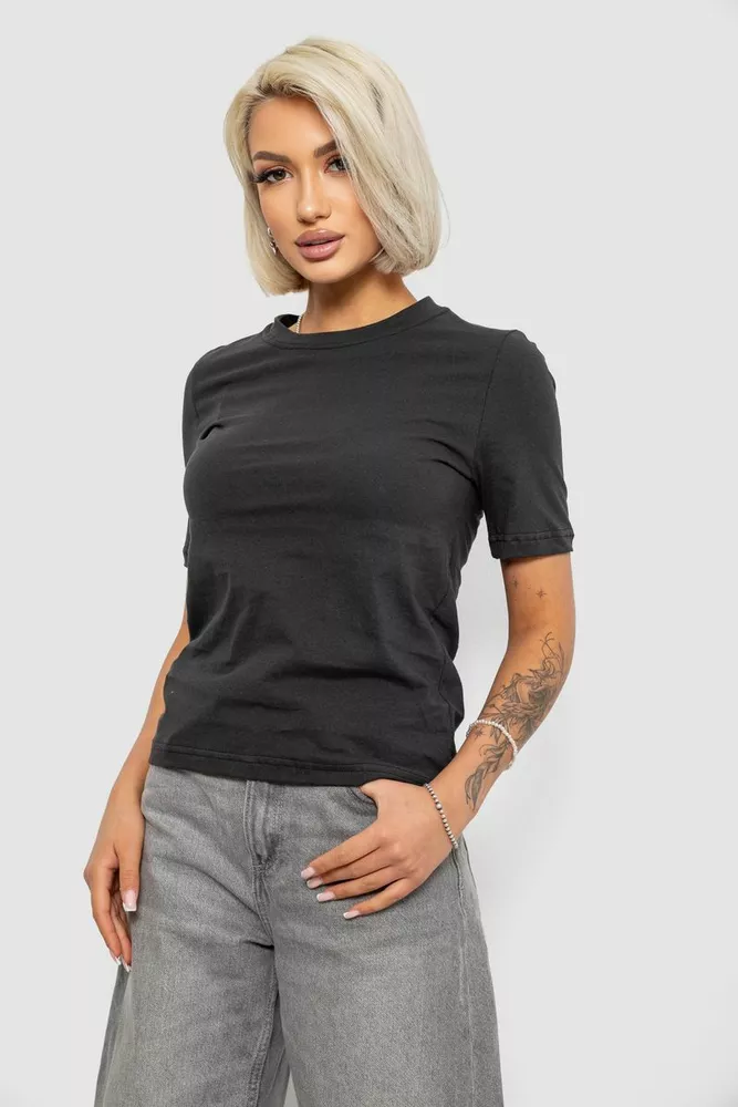 Купити Футболка жіноча однотонна, колір грифельний, 241R1800 - Фото №3