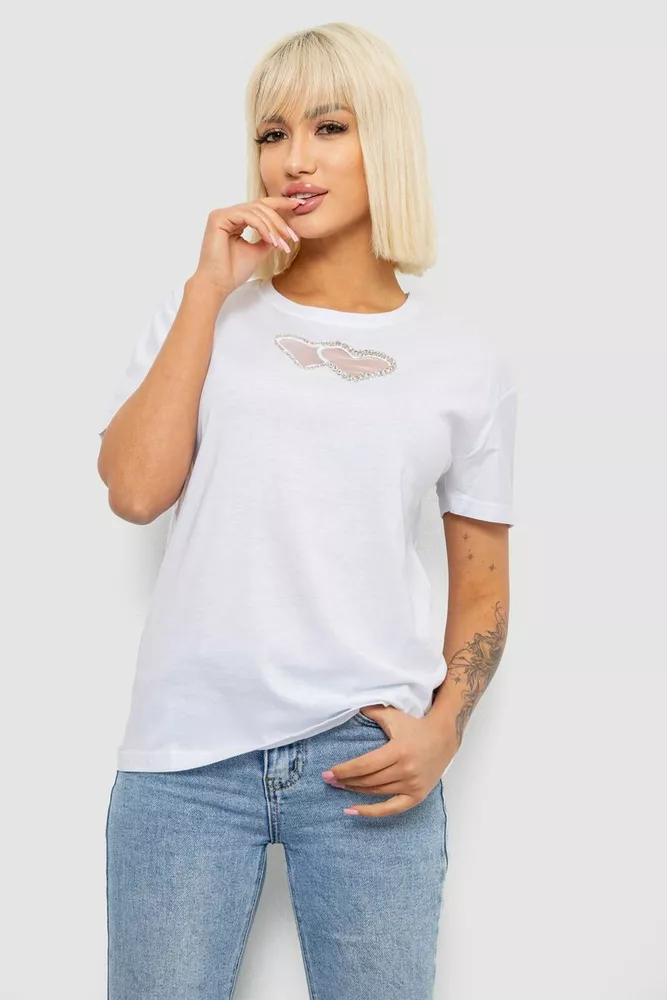 Купить Футболка женская с принтом, цвет белый, 244R2802 - Фото №1