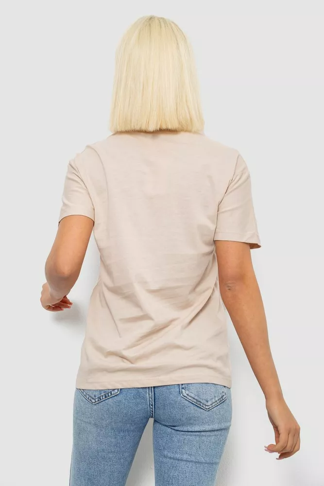 Купить Футболка женская с принтом, цвет бежевый, 244R2802 - Фото №4