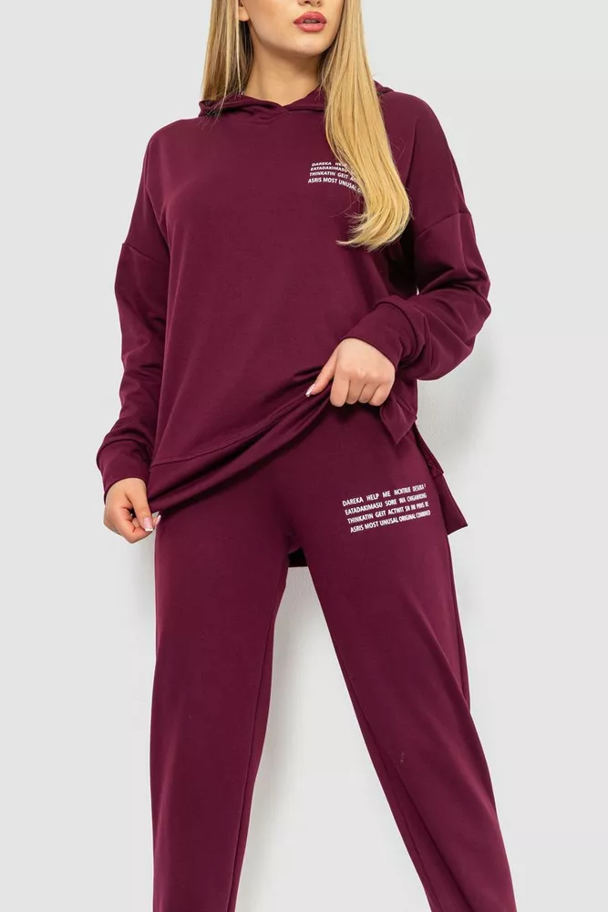 Купити Спорт костюм жіночий, колір бордовий, 241R15133 оптом - Фото №2