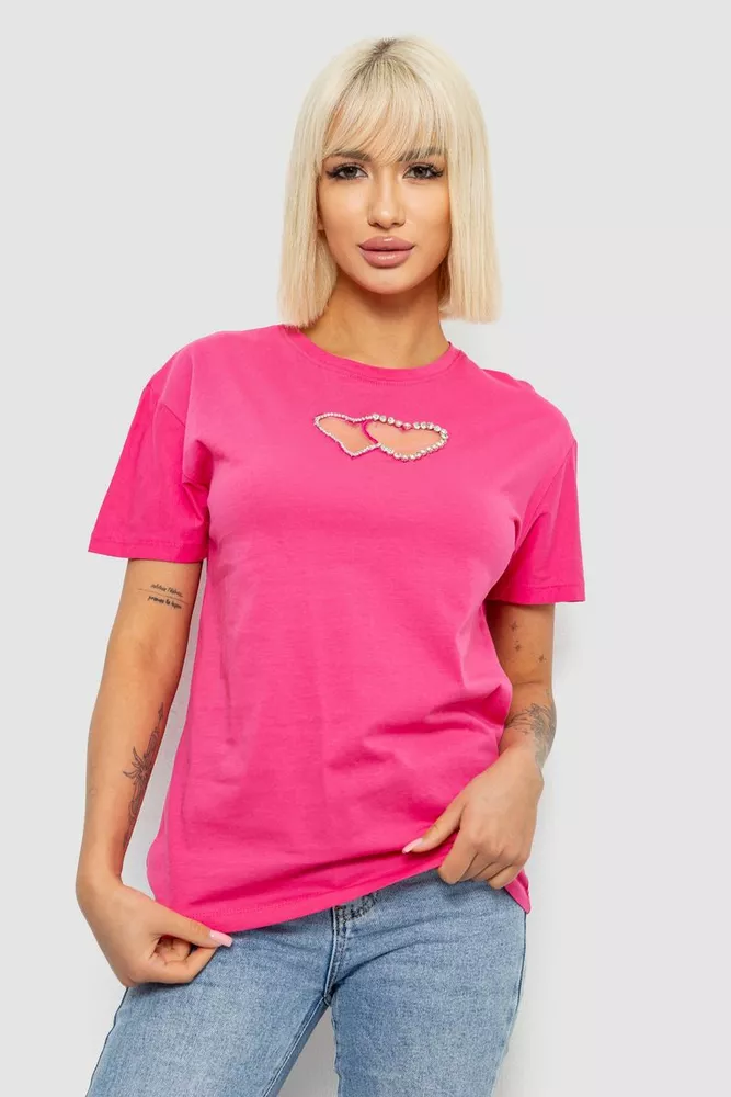 Купить Футболка женская с принтом, цвет розовый, 244R2802 - Фото №1