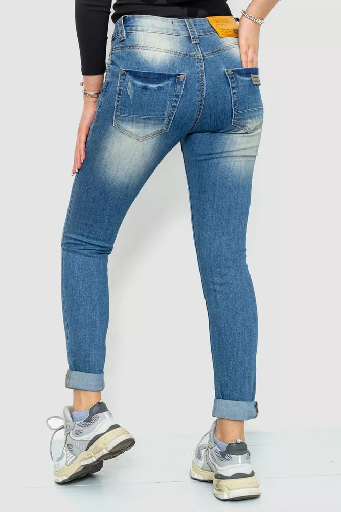 Купить Джинсы женские с потертостями, цвет синий, 244RS06 оптом - Фото №4