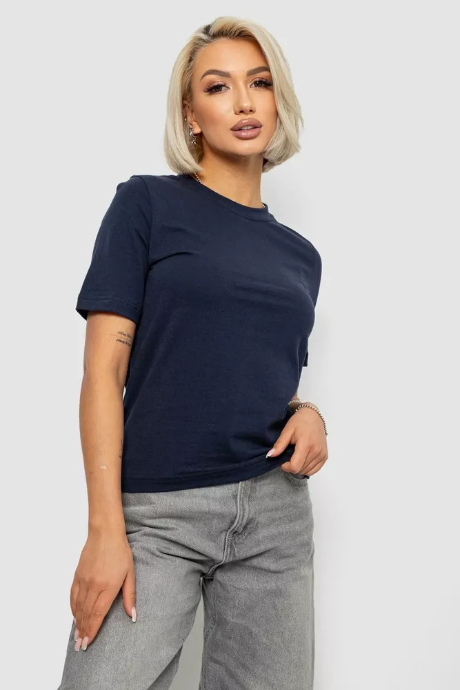 Купити Футболка жіноча однотонна, колір синій, 241R1800 - Фото №1