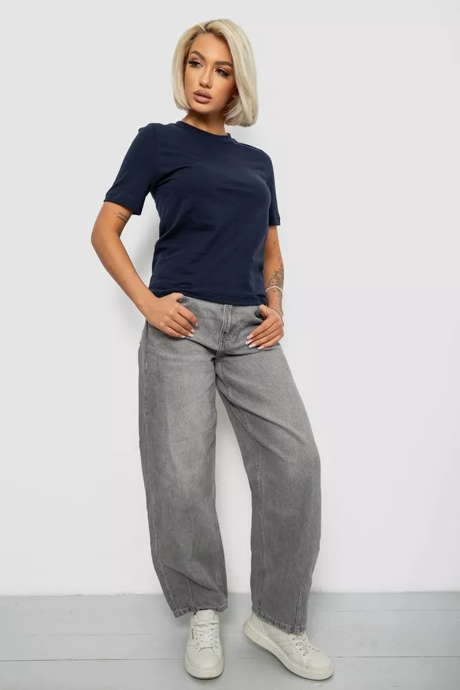 Купити Футболка жіноча однотонна, колір синій, 241R1800 - Фото №2