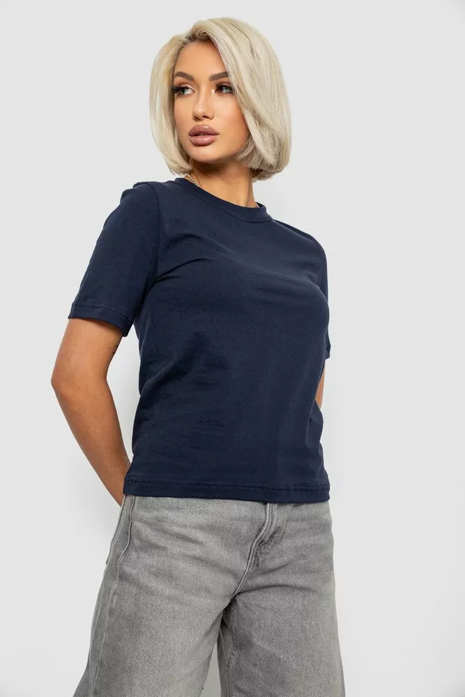 Купити Футболка жіноча однотонна, колір синій, 241R1800 - Фото №3