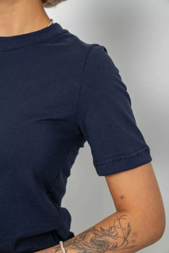 Купити Футболка жіноча однотонна, колір синій, 241R1800 - Фото №5