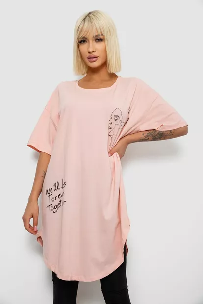 Футболка женская с принтом, цвет персиковый, 244R2416