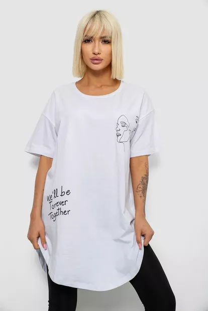 Футболка женская с принтом, цвет белый, 244R2416