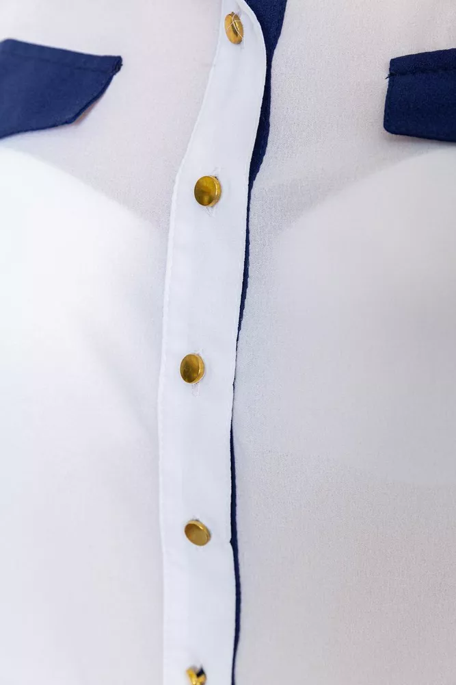 Купити Блуза класична, колір біло-синій, 230R101 - Фото №5