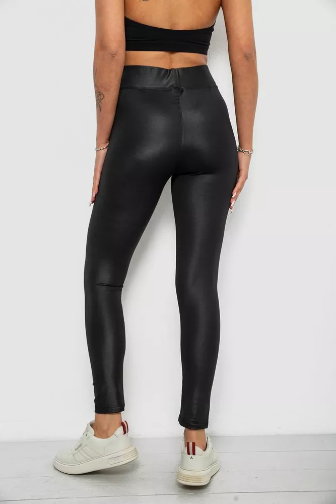 Купити Лосини жіночі однотонні, колір чорний, 214R930 оптом - Фото №4