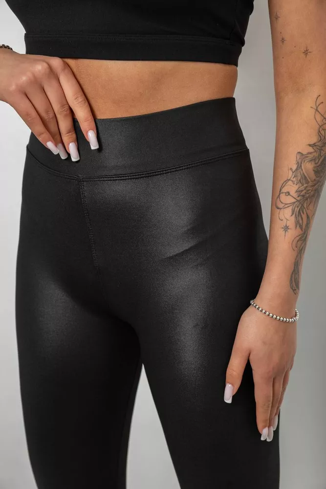 Купити Лосини жіночі однотонні, колір чорний, 214R930 оптом - Фото №5