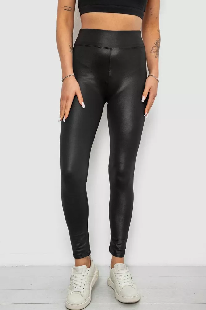 Купити Лосини жіночі однотонні, колір чорний, 214R930 оптом - Фото №1