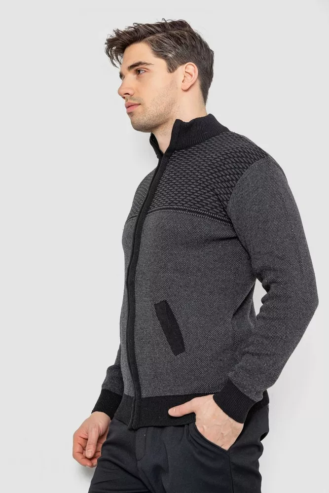 Купити Кофта чоловіча на блискавці з кишенями, колір чорний, 161R1009 оптом - Фото №3